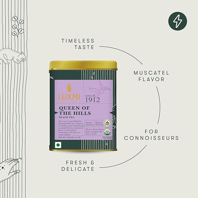 Luxmi Estates - Queen of the Hills - Organic Black Tea - Loose Leaf - 100g (50 Cups) | Freshly