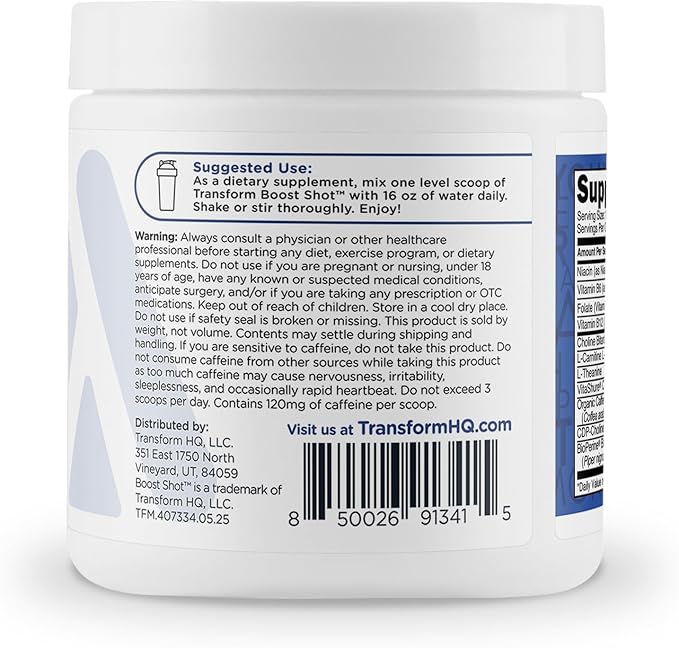 TransformHQ Everyday Boost Shot 28 Servings (Blue Raspberry) - Non-GMO, Gluten-Free, Powder