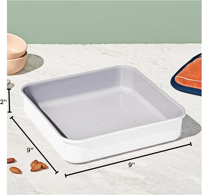 Caraway Non-Stick Ceramic 9??Square Pan - Naturally Slick Ceramic Coating - Non-Toxic, PTFE & PFOA