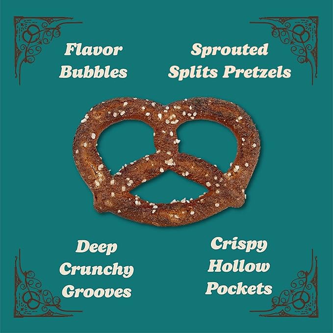Unique Snacks Sprouted Splits Pretzels, Sprouted Pretzels, Delicious Homestyle Baked Snack Bag, OU