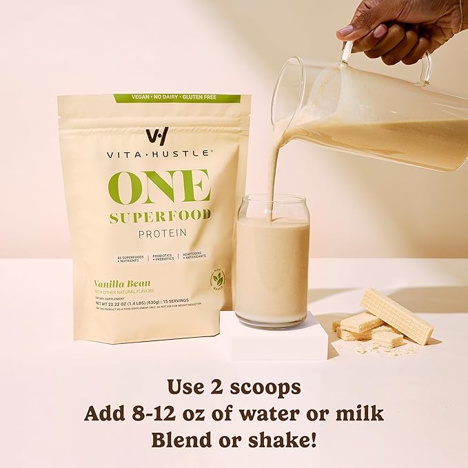 VitaHustle ONE Meal Replacement Shake - Plant Based Protein Powder by Kevin Hart - Vegan, Meal