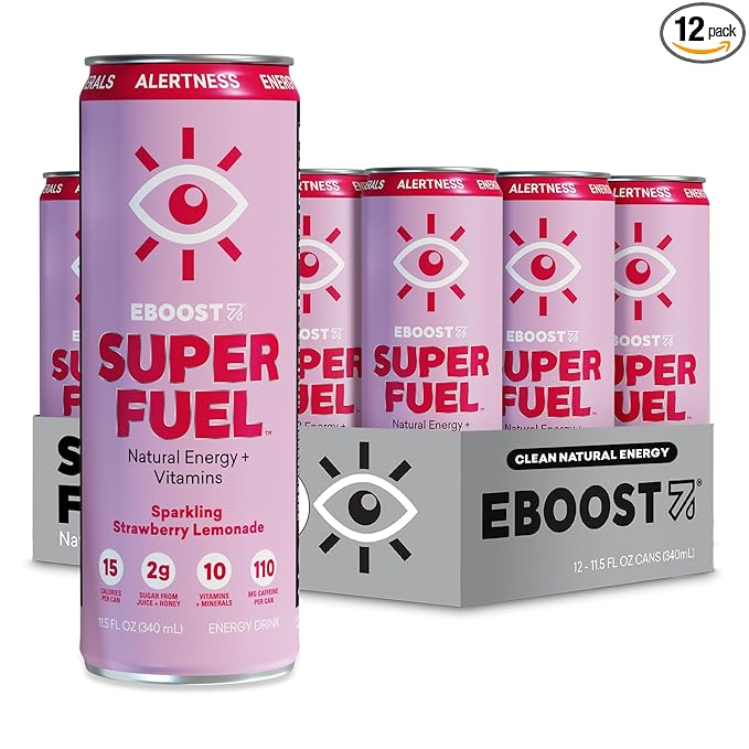 EBOOST Super Fuel Healthy Energy Drink - Caffeine from Natural & Clean Ingredients For Focus and