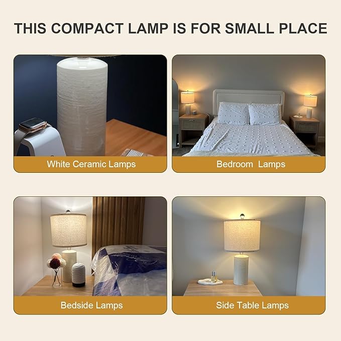 20.25" Small Single Table Lamp for Bedroom Modern Ceramic Nightstand Lamp Farmhouse Bedside Lamp