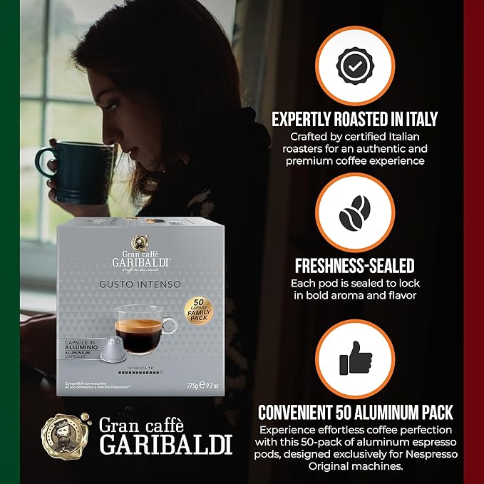 Gran Caffè Garibaldi Espresso Pods, Italian Roasted Coffee, Compatible Nespresso Original Line