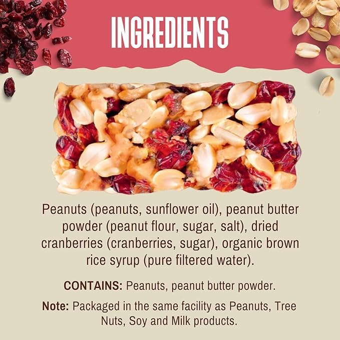 ToYou Chewy Fruit and Nut Bars - Healthy Protein Snacks | Peanut Butter Cranberry - 1.41 Ounce