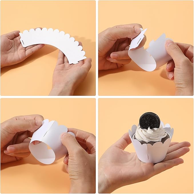 KPOSIYA Set of 100 Artistic Bake Cake Cups Filigree Little Vine Lace Laser Cut Cupcake Wrapper