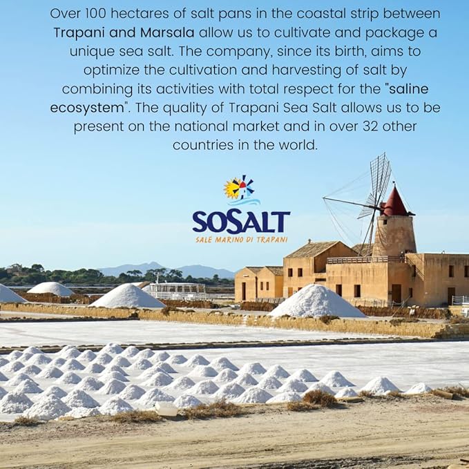 SOSALT DAL MARE DI TRAPANI Kosher Certified Coarse Sea Salt from Trapani, Sicily, Naturally Farmed
