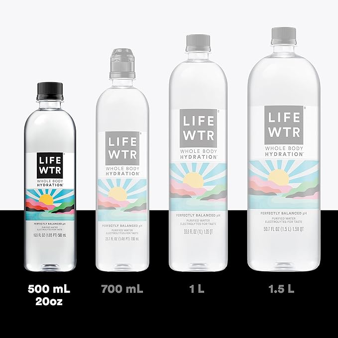 LIFEWTR Premium Purified Water, pH Balanced with Electrolytes, 100% recycled plastic bottles, 20 Fl