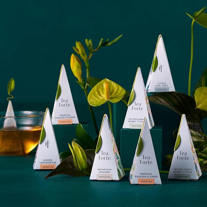 Tea Forte Demoiselle Premium Tea Presentation Box Tea Gift Sampler, 20 Count, 2 of Each Variety