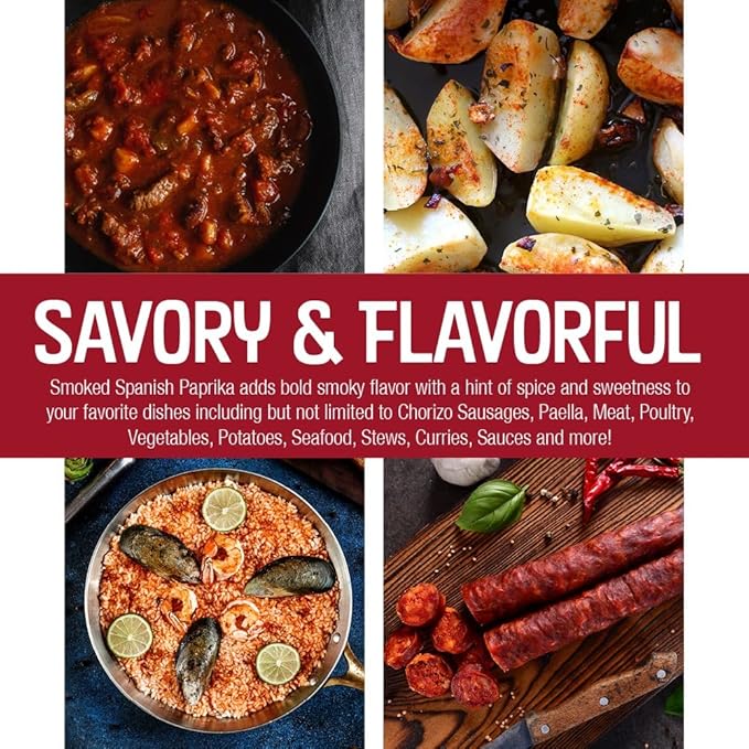 Smoked Paprika XL 7 Ounce Jar Gourmet Restaurant Grade Bold Smoky Spanish Paprika Flavor by SPQR