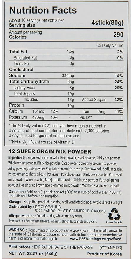Damtuh Misugaru – Korean 12 Super Grain Mix Powder, Traditional Multigrain Meal Replacement Shake