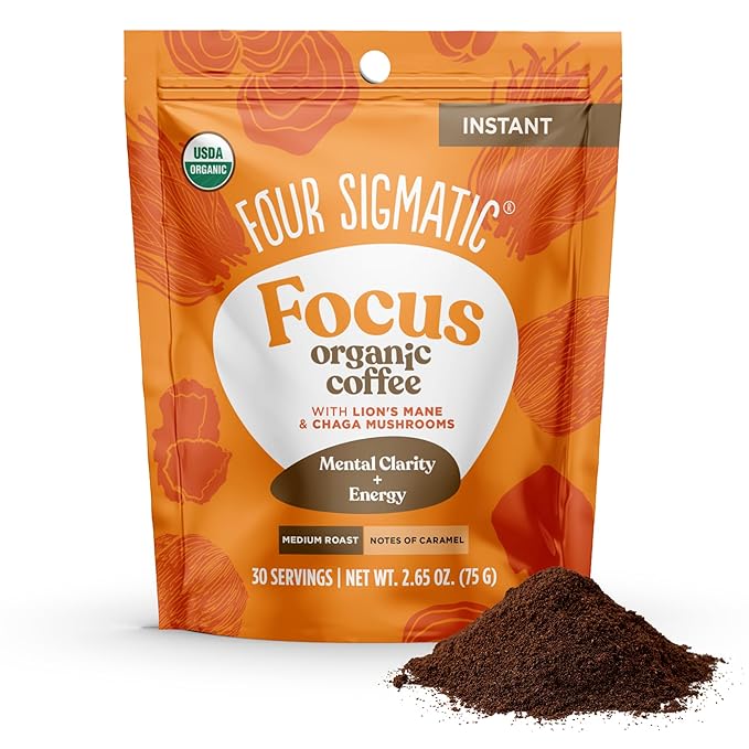 Four Sigmatic Organic Mushroom Coffee | Instant Mushroom Coffee Mix with Lion's Mane, Chaga and