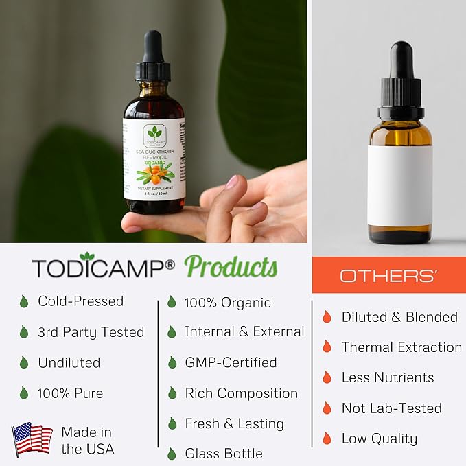 Organic Sea Buckthorn Oil - 1 fl oz Cold-Pressed Sea Buckthorn Berry Oil - Seabuckthorn for Face