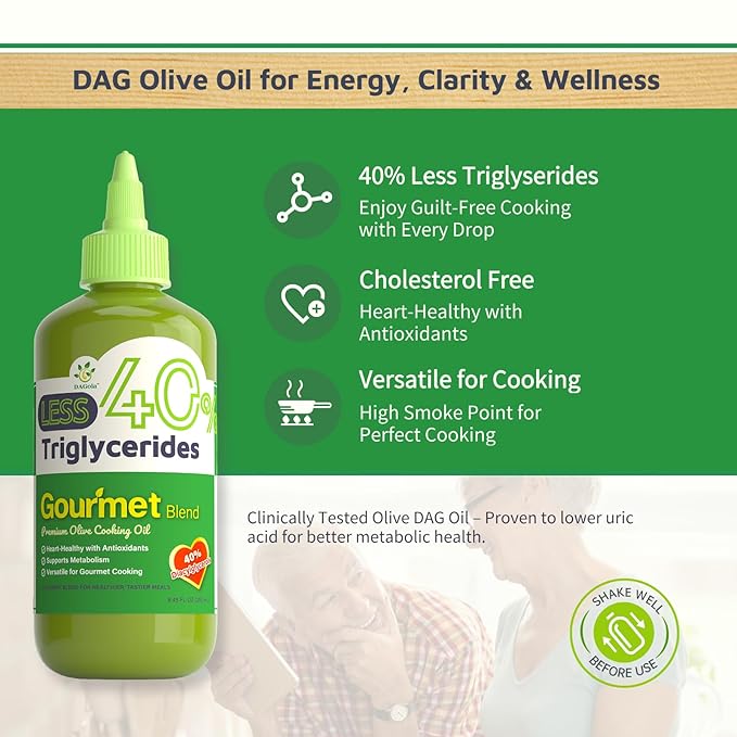 DAGola Gourmet Blend Olive Oil - Keto-Friendly, 50% EVOO & 50% Olive DAG, 40% Less Triglycerides