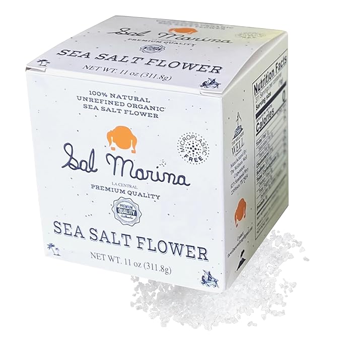 SAL MARINA | Unrefined Sea Salt Flower 11oz - Harvested Hand | Kosher Salt 100% Natural - Vegan