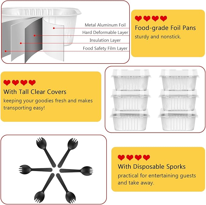 LNYZQUS 10oz/80pack Mini Cake Baking Pans with Lids, 4?�X4??Small Cake Pan Foil Brownie Muffin