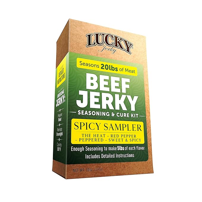 Lucky Jerky Ultimate Spicy DIY Jerky Seasoning Kit - 12oz - The Heat, Red Pepper, Black Pepper and