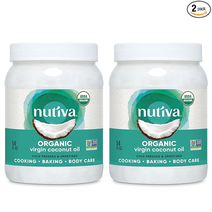 Nutiva Organic Coconut Oil 54 fl oz, Cold-Pressed, Unrefined Cooking Oil, Natural Hair Oil, Skin
