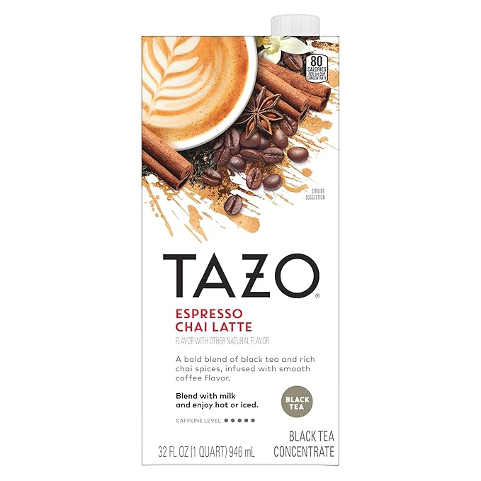 TAZO Espresso Chai Latte, Black Tea Concentrate, Easy to Serve Espresso Chai Tea for Everyday Cafe