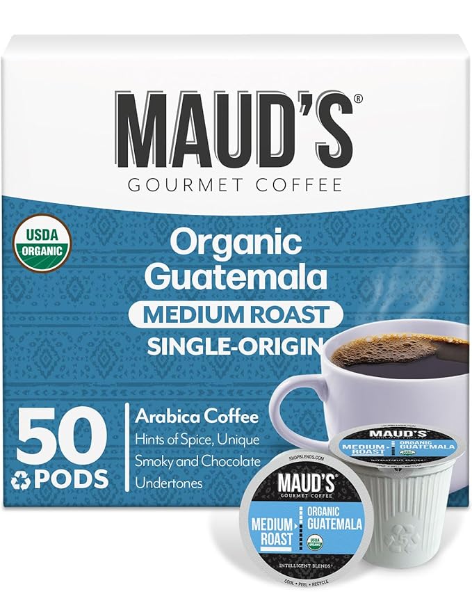 Maud's Organic Guatemalan Coffee Pods, 50 ct, Single Origin Guatemalan Medium Roast Coffee in