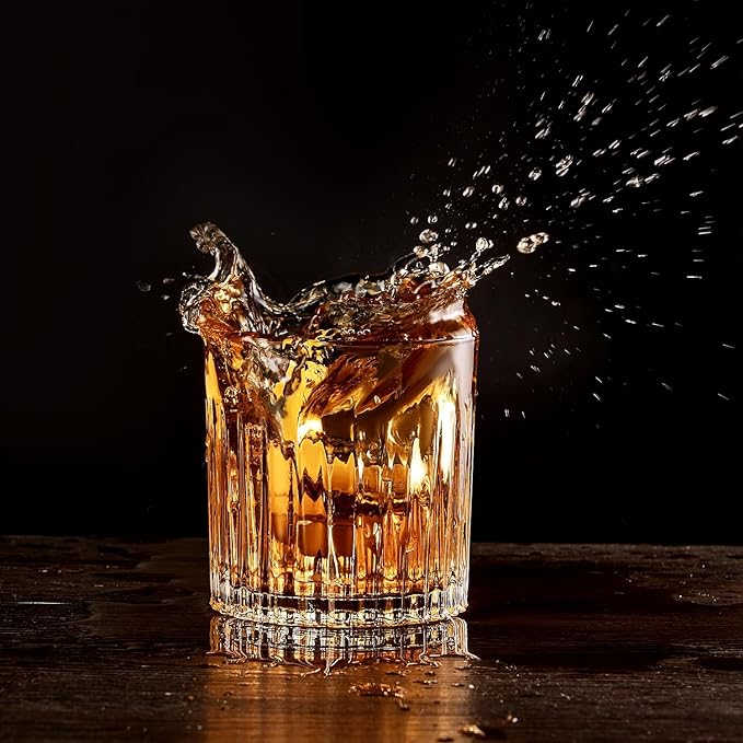 Whiskey Glasses Set of 4,Lead-Free Crystal Old Fashioned Glass,300ml Rocks Glass Tumblers for