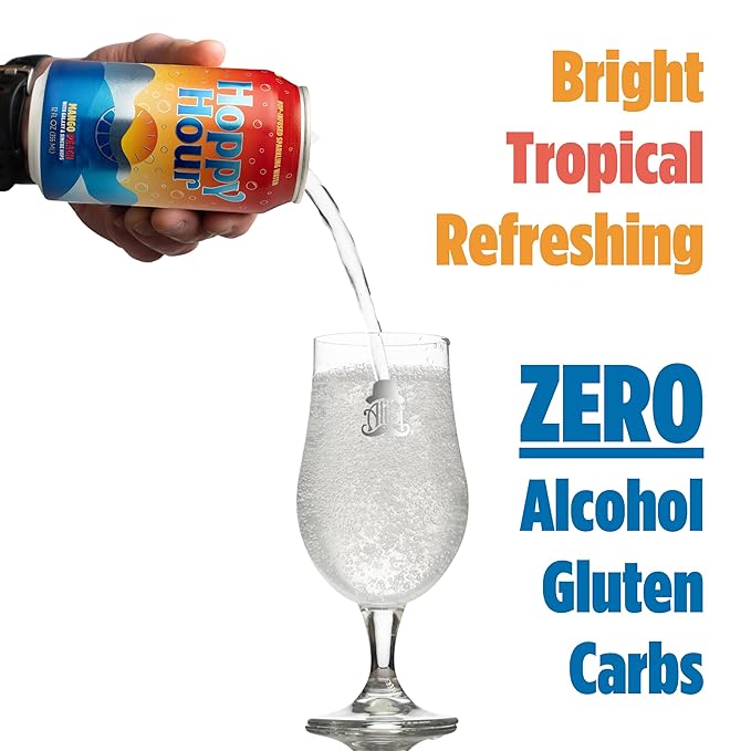 Hoppy Hour Sparkling Hop Water, Non-Alcoholic and Adaptogens Drink, Zero Sugar and Calories, Tasty