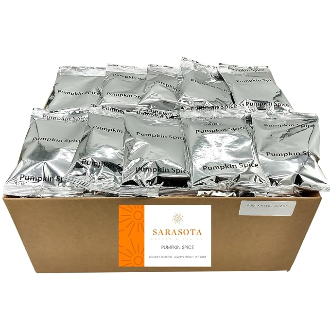 Sarasota Coffee Ground Packets | Gourmet Flavored Medium Roast Bulk Coffee Packs | Pumpkin Spice |