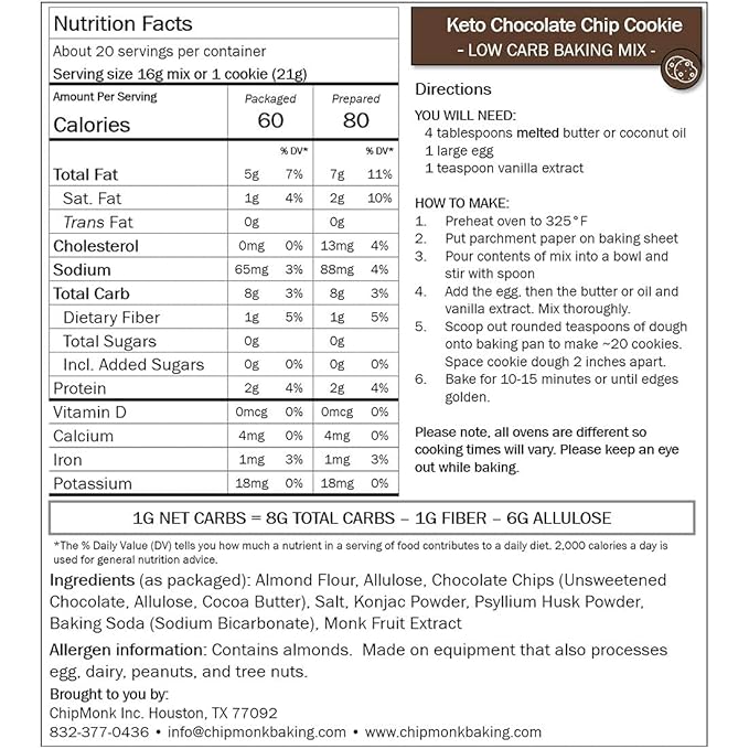 ChipMonk Cookie Mix - Zero or Low Carb Keto Friendly Snacks, Dessert, Cookies, Gluten-Free, High