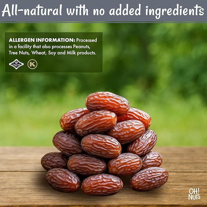 Oh! Nuts Jumbo Medjool Dates - Dried Dates - 2 lb - Unpitted Medjool Dates - No Sugar Added