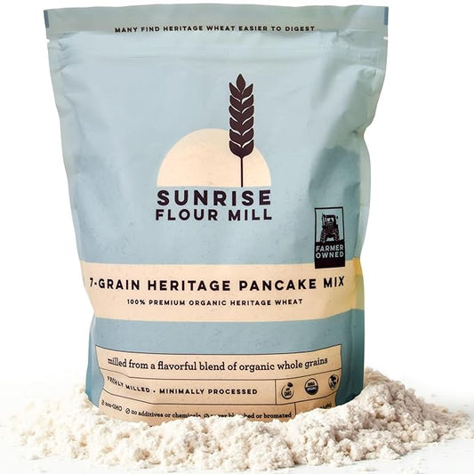 Sunrise Flour Mill USDA Organic 7-Grain Heritage Pancake Mix | Enjoy Fluffy & Tasty Waffles |