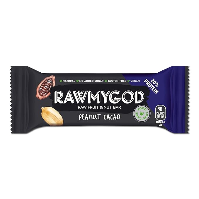 RAWMYGOD Fruit and Nut Bars, Good Source of Protein (5g, 20% protein content), Gluten Free, Vegan