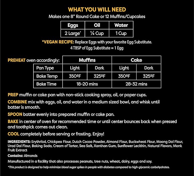 TruEats Dutch Chocolate Muffin & Cake Mix: Low Glycemic, Protein & Fiber Rich, Gluten & Grain Free