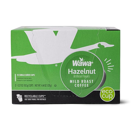 Wawa Mild Roast Single Cup Hazelnut Coffee Pods, 12 Pods, 1 Box, Lightly Roasted, Nutty Smooth