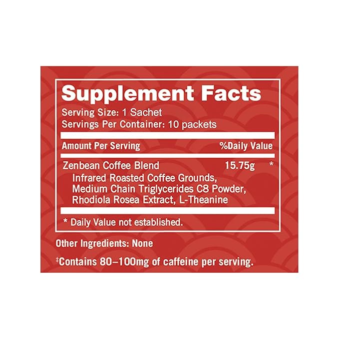 Zenbean Infrared Coffee Brew - 10 Servings Per Travel Pack, Single-Serve Pour-Over, Nootropic with