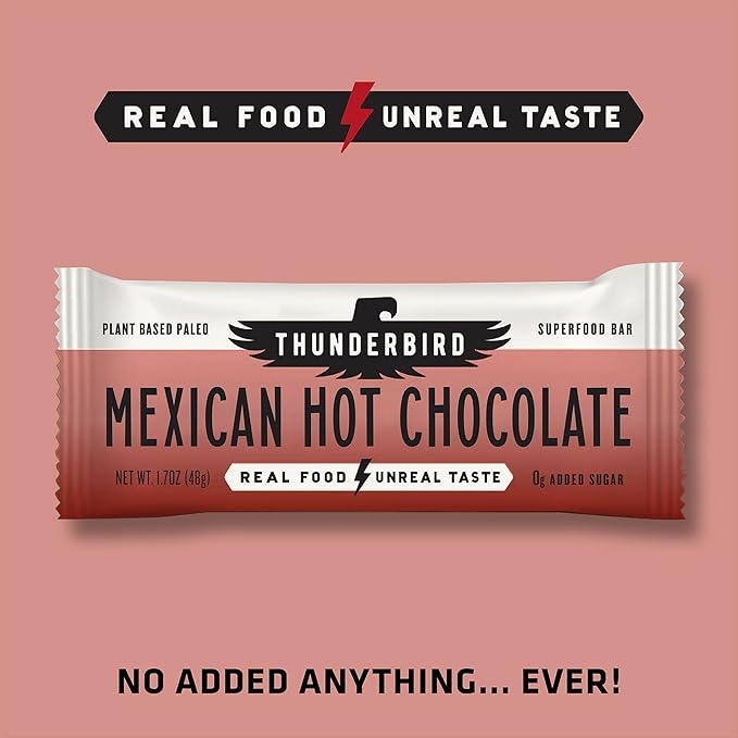 Thunderbird Bars Energy Snack, Gluten-Free with Protein, Healthy Real Food, Vegan Paleo Non-GMO, No
