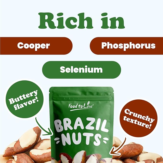 Food to Live- Brazil Nuts, 2 Pounds Non-GMO Verified, Raw, Whole, No Shell, Unsalted, Kosher