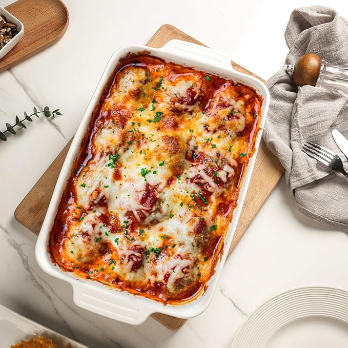 Casserole Dishes for Oven,9x13 Ceramic Baking Dish,4.2 Quarts Large Lasagna Pan with Handles Deep