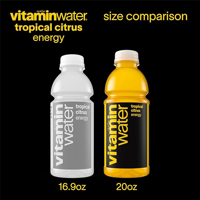 vitaminwater Energy Tropical Citrus Nutrient Enhanced Flavored Water Beverage, 20 fl oz Bottles, 12