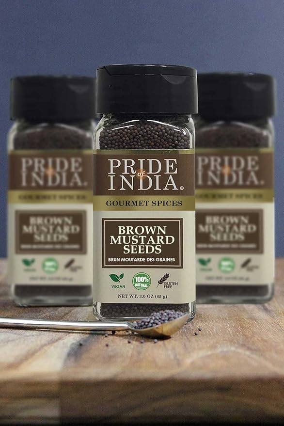 Pride of India – Brown Mustard Seed Whole – Gourmet Indian Spice – Hot & Spicy Flavor – Ideal