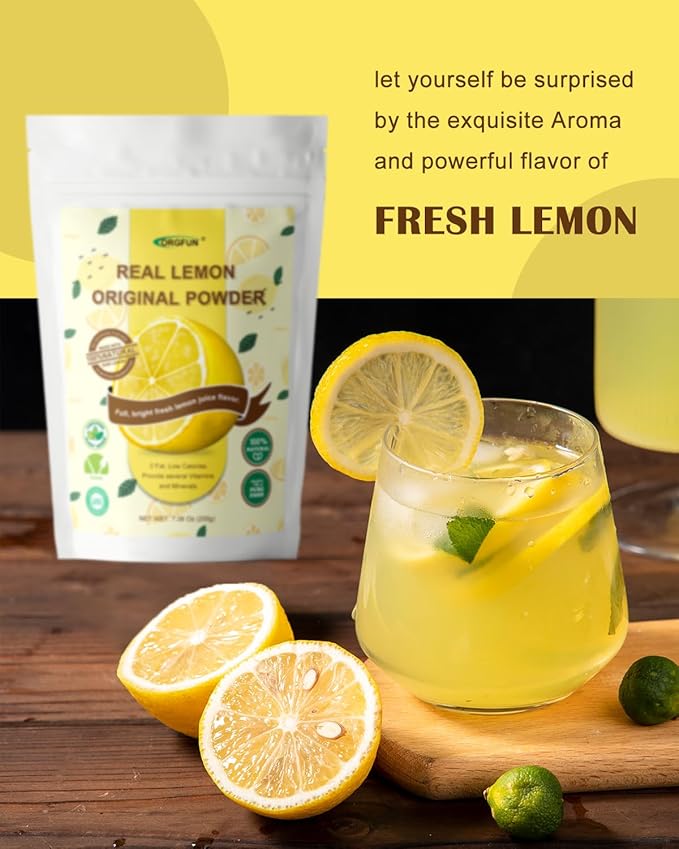 ORGFUN Original Lemon Powder, Freeze Dried Lemon Juice Powder, Great for Beverages, Smoothies