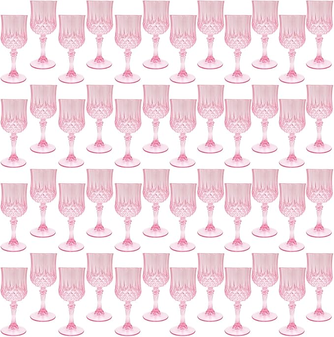 Plastic Wine Glasses，Plastic Goblets Vintage Style Cordial Drinking Glasses for Wedding Reception