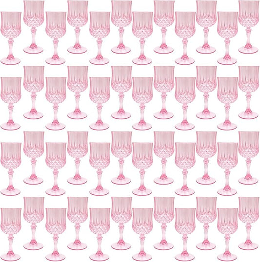 Plastic Wine Glasses，Plastic Goblets Vintage Style Cordial Drinking Glasses for Wedding Reception