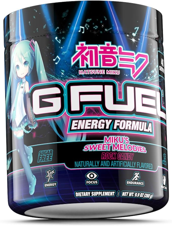 G Fuel Sweet Melodies Hatsune Miku Energy Drink Powder, Pre Workout Caffeine Mix for Gaming, Sugar