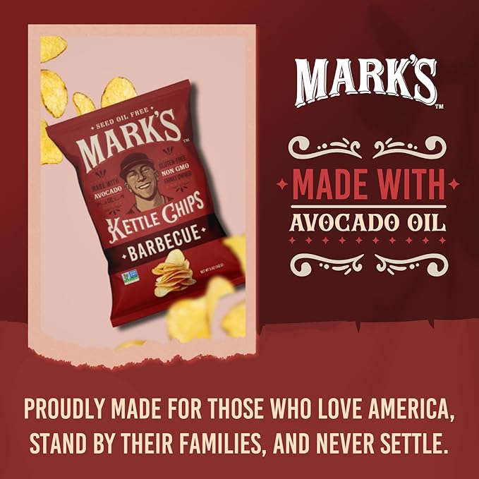 MARK???Kettle Cooked Avocado Oil Potato Chips, BBQ ??Seed Oil & GMO Free | Barbecue, 5 oz (Pack of