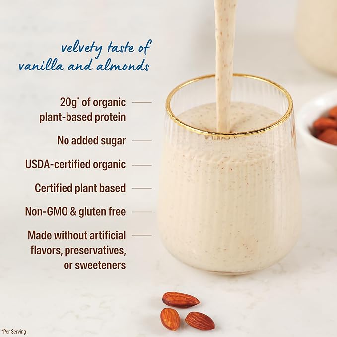 Orgain X Justin's ì§?Organic Vegan Nut Butter Protein Powder, Vanilla Almond Butter- 20g Plant