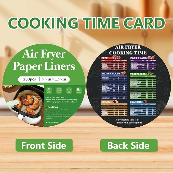 200PCS Air Fryer Liners Disposable: Round 7.9 Inch Non-Stick Airfryer Paper Liners - Food Grade