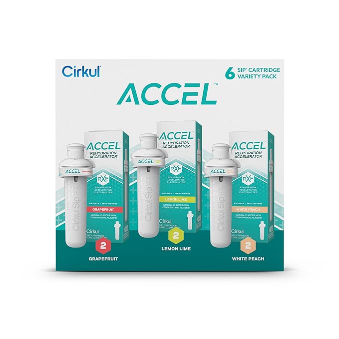 Cirkul Accel Flavor Cartridge Variety Pack with Electrolytes, 6-Pack (2 Grapefruit, 2 Lemon Lime, 2