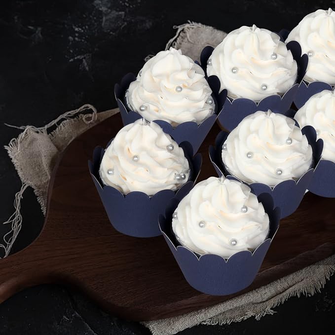KPOSIYA Set of 100 Artistic Bake Cake Cups Filigree Little Vine Lace Laser Cut Cupcake Wrapper