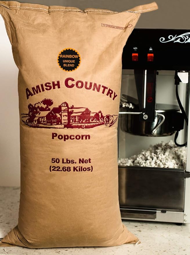 Amish Country Popcorn | 50 lb Bag | Rainbow Popcorn Kernels | Old Fashioned, Non-GMO and Gluten