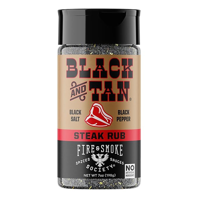 Fire & Smoke Society Black & Tan Steak Seasoning | BBQ Rubs, Steak Rub for Smoking and Grilling